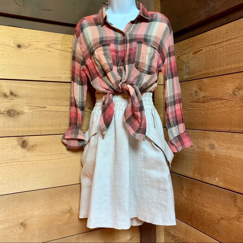 Free People Flannel Shirt with Net Back